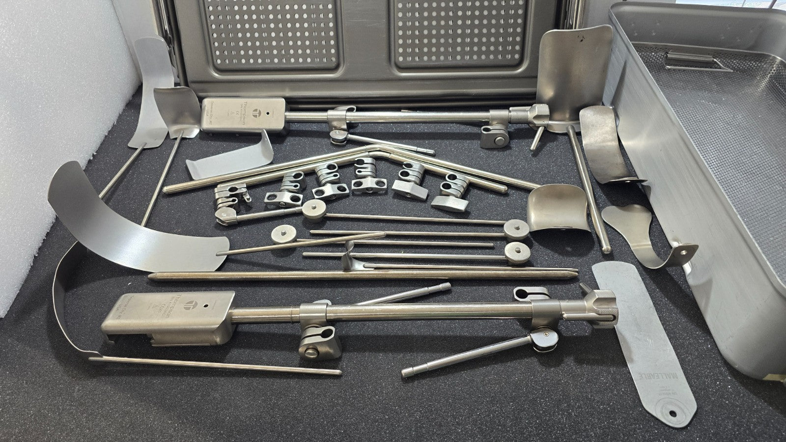 Thompson Surgical Retractor Set with Sterilization Box. (Made in USA)