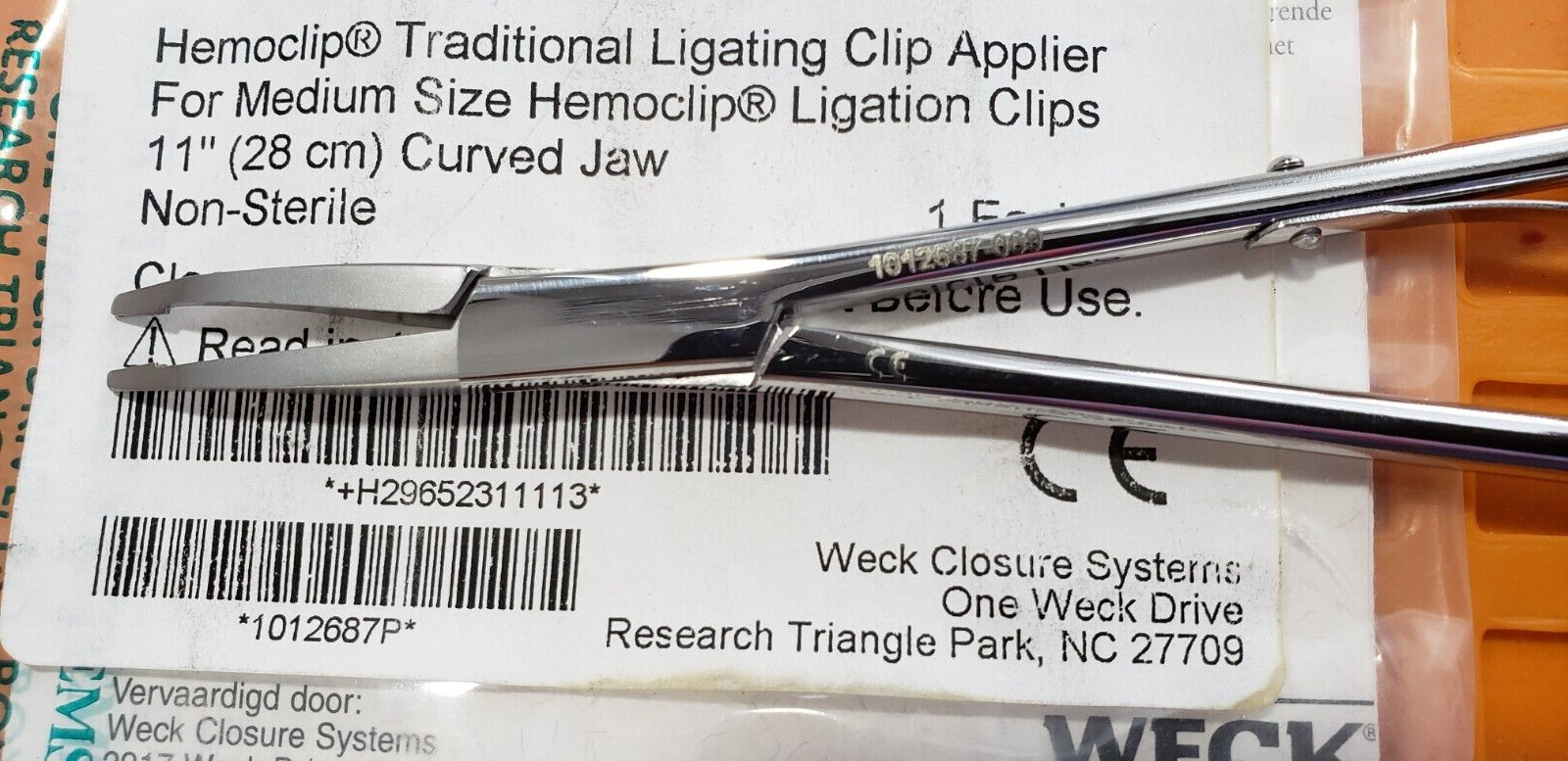 Weck 523111 Surgical Clip Applier 11" Medium Size Curved Jaws