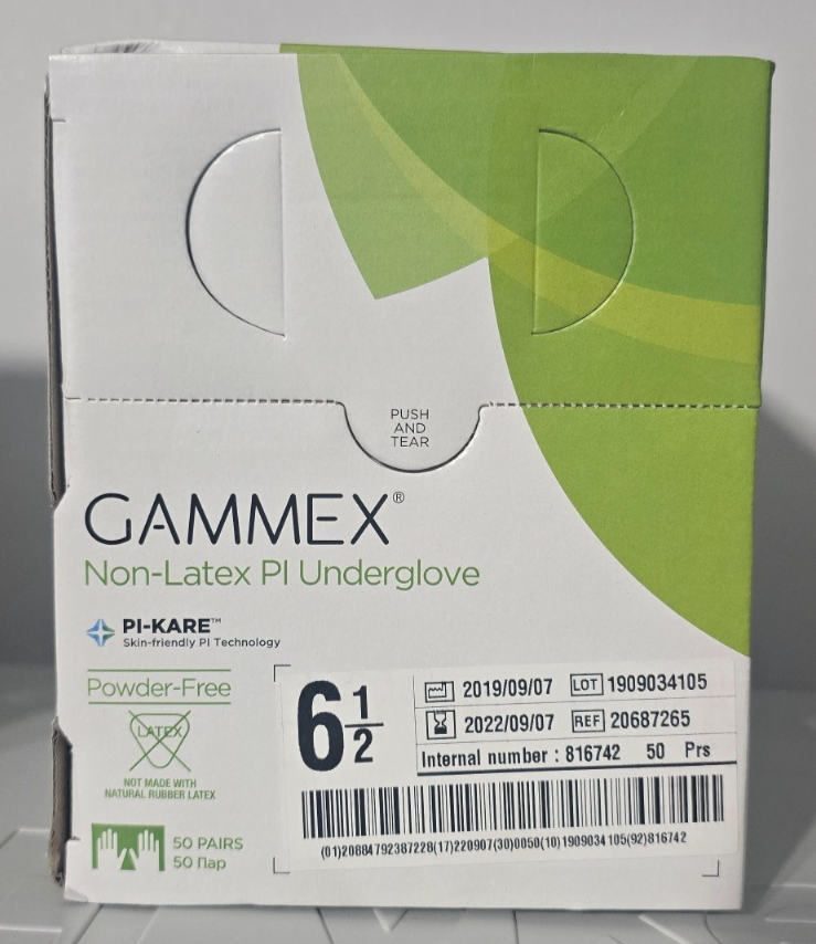 50-Pairs GAMMEX Encore Latex Under glove Size 6 1/2 REF: 0687265 Surgical Gloves