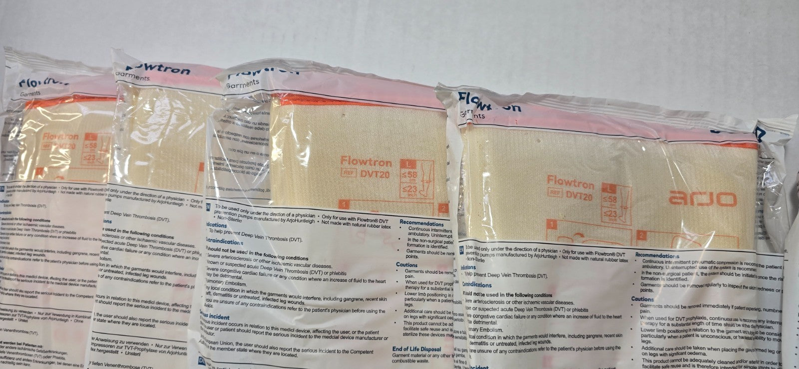 5-Pairs Arjo  Flowtron DVT20 Calf Garment Large