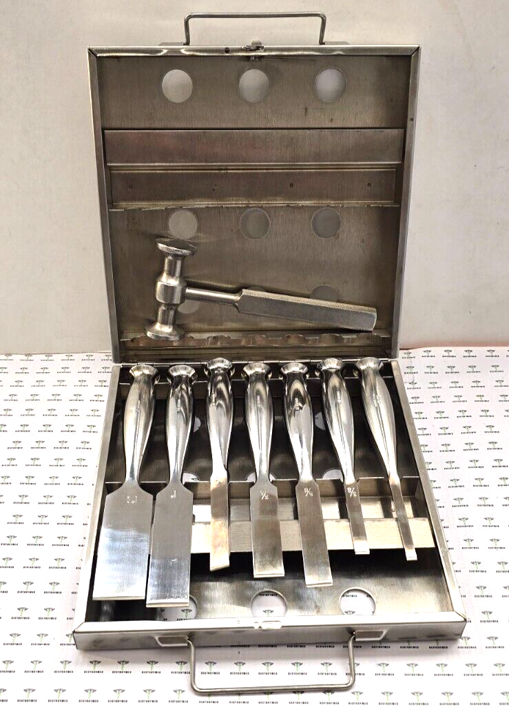 RICHARDS Surgical Orthopedic Smith-Peterson Osteotomes Set of 8 With Case