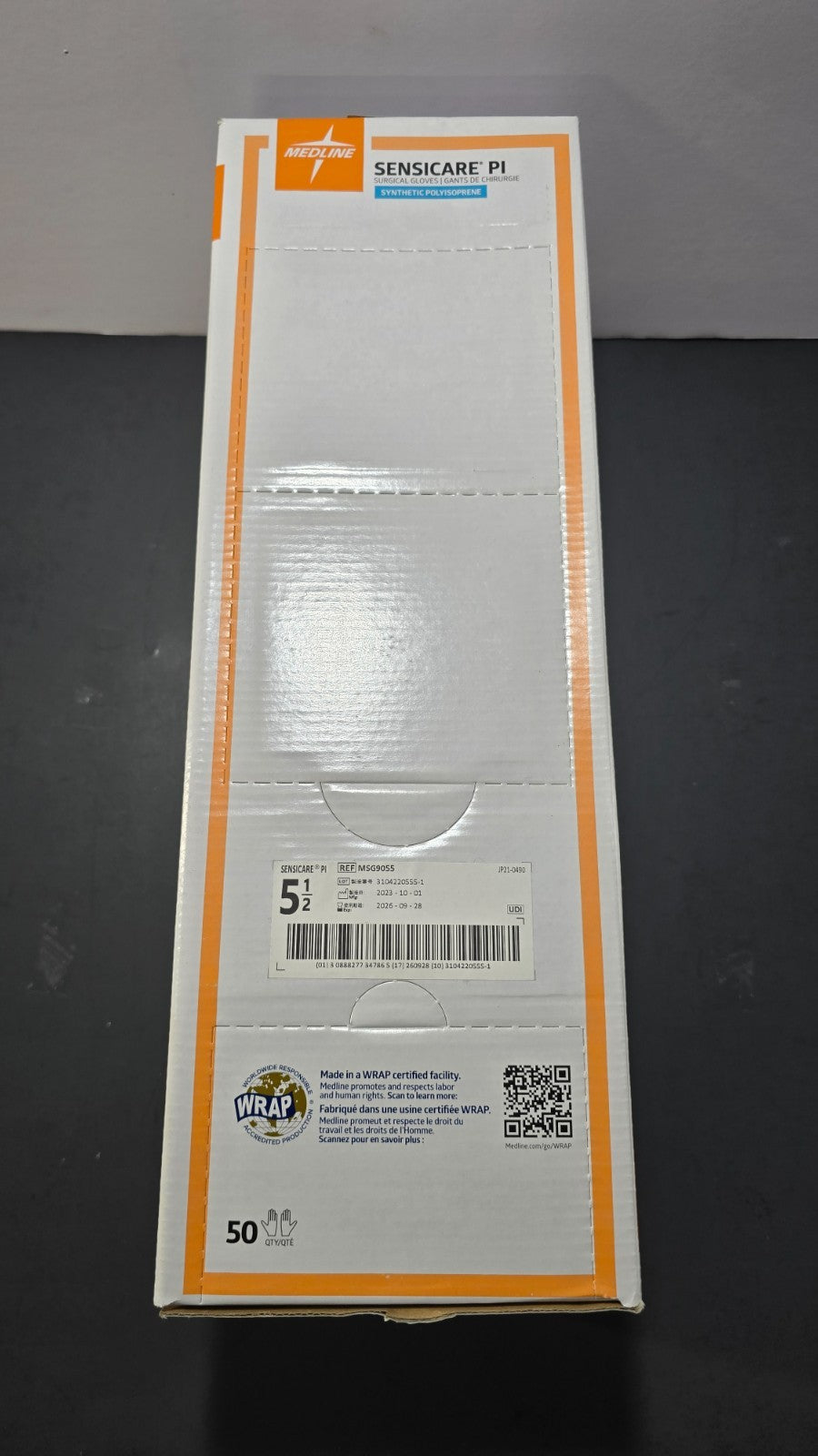50-Pairs MEDLINE Synthetic Polyisoprene Size 5.5" REF:MSG9055 Surgical Gloves