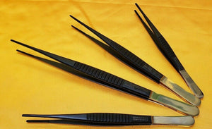 Debakey Atraumatic Vascular Tissue Forceps 6", 7",8",9.5" Black Coated Set of 4