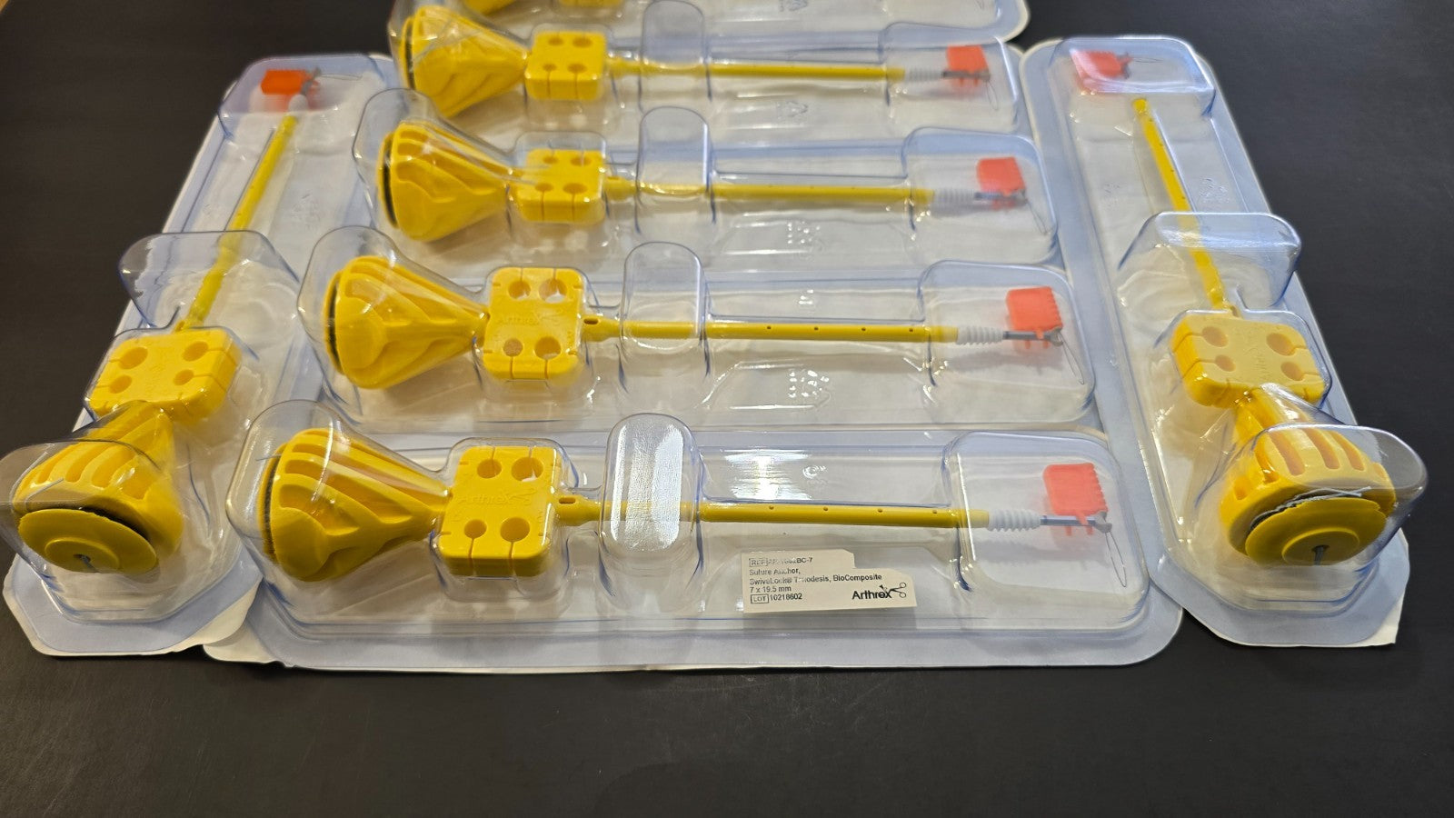 Lot of 7 Units Arthrex Orthopedic Anchor 7 x 19.5 mm , Yellow