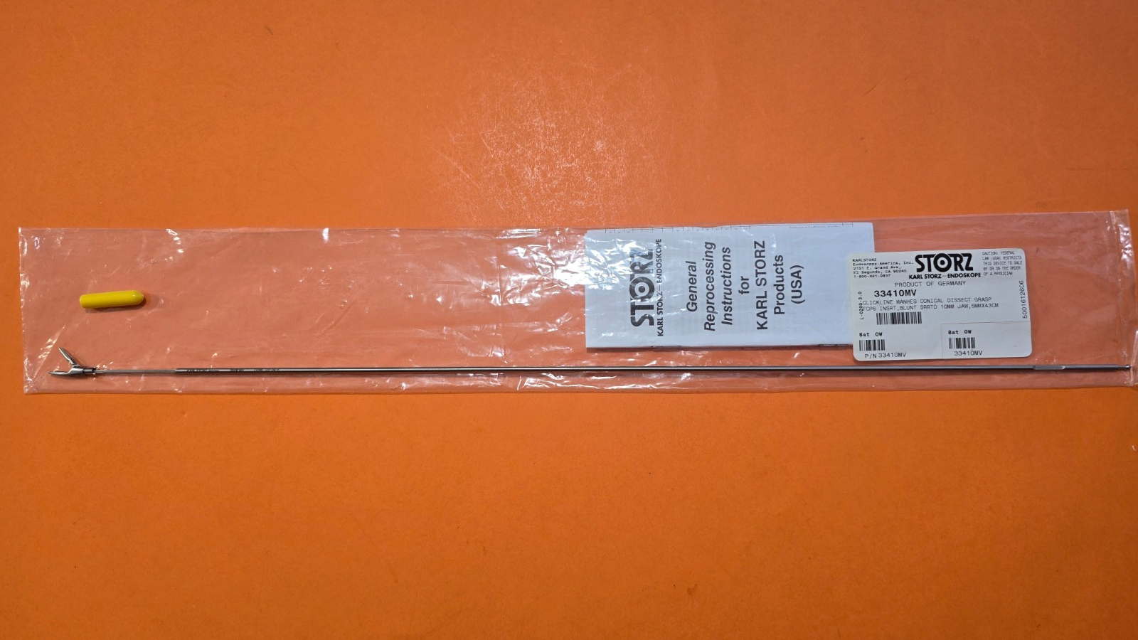 Karl Storz 33410MV Clickline Manhès Conical Grasping Forceps 5mm x 43cm Insert
