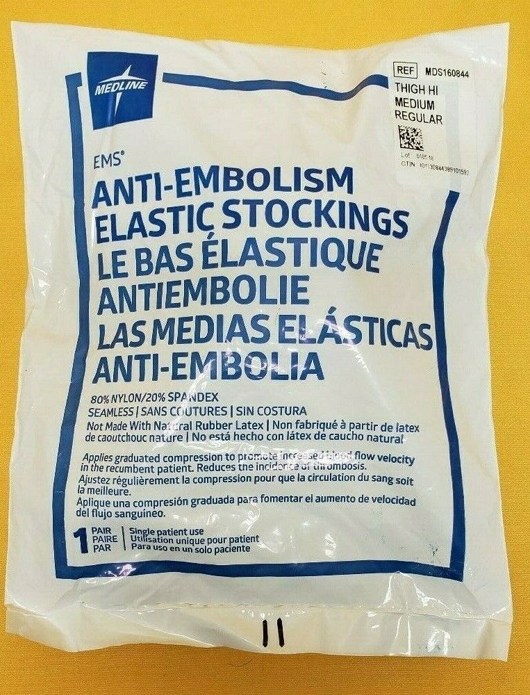 Medline MDS160844 Anti-Embolism Elastic Stockings Thigh Hi Medium Regular 1Pair