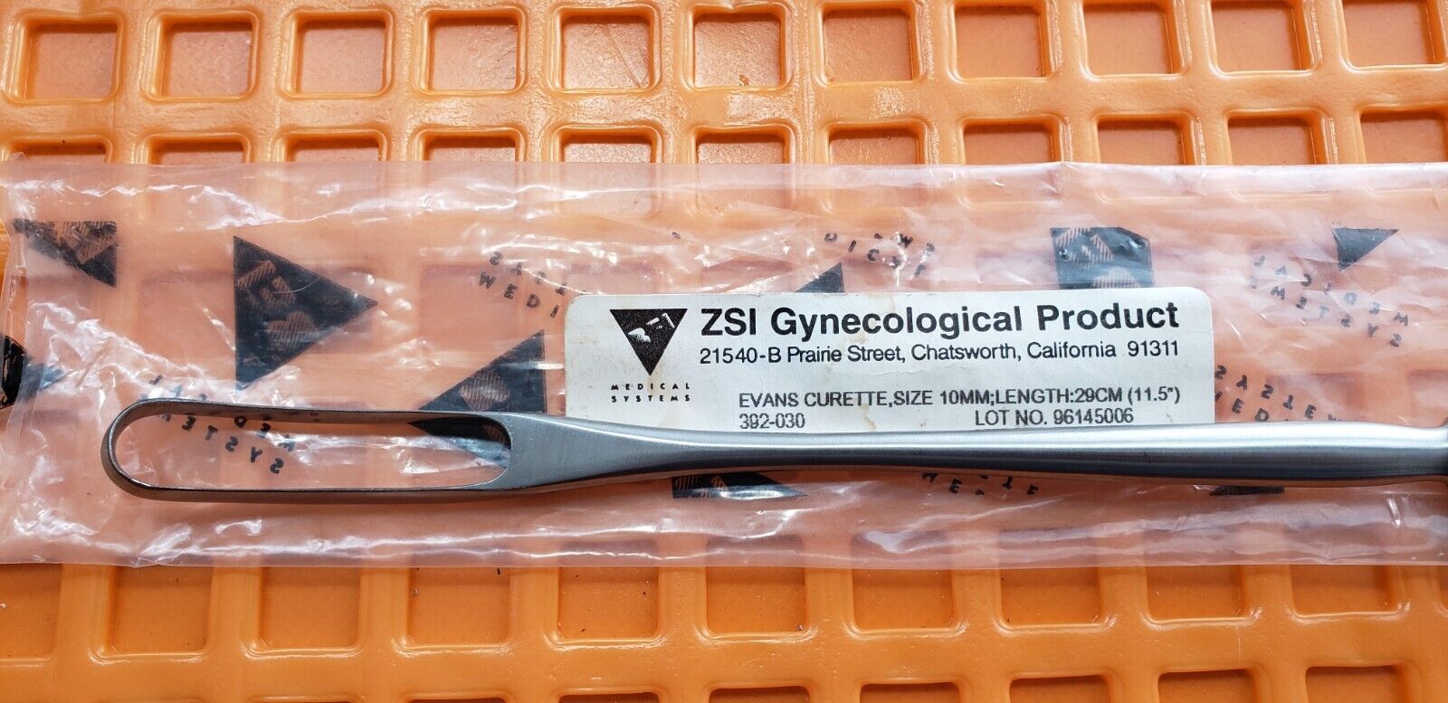 ZSI Surgical EVANS Curette Size 10mm Length 29cm Gynecology Instruments