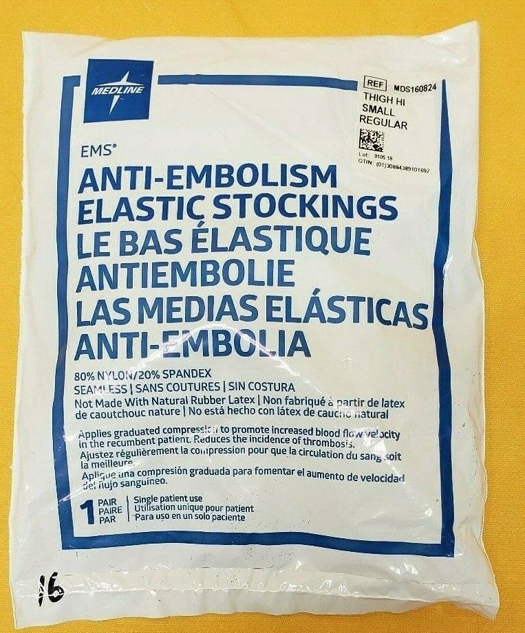 Medline MDS160824 Anti-Embolism Elastic Stockings Thigh Hi Small Regular 1Pair