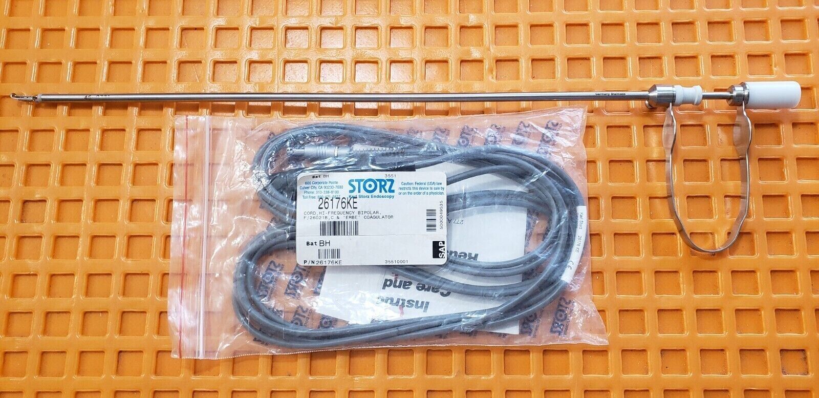 Karl Storz Surgical Bipolar Forceps 5mm x 34cm with HI Bipolar Cord Reusable