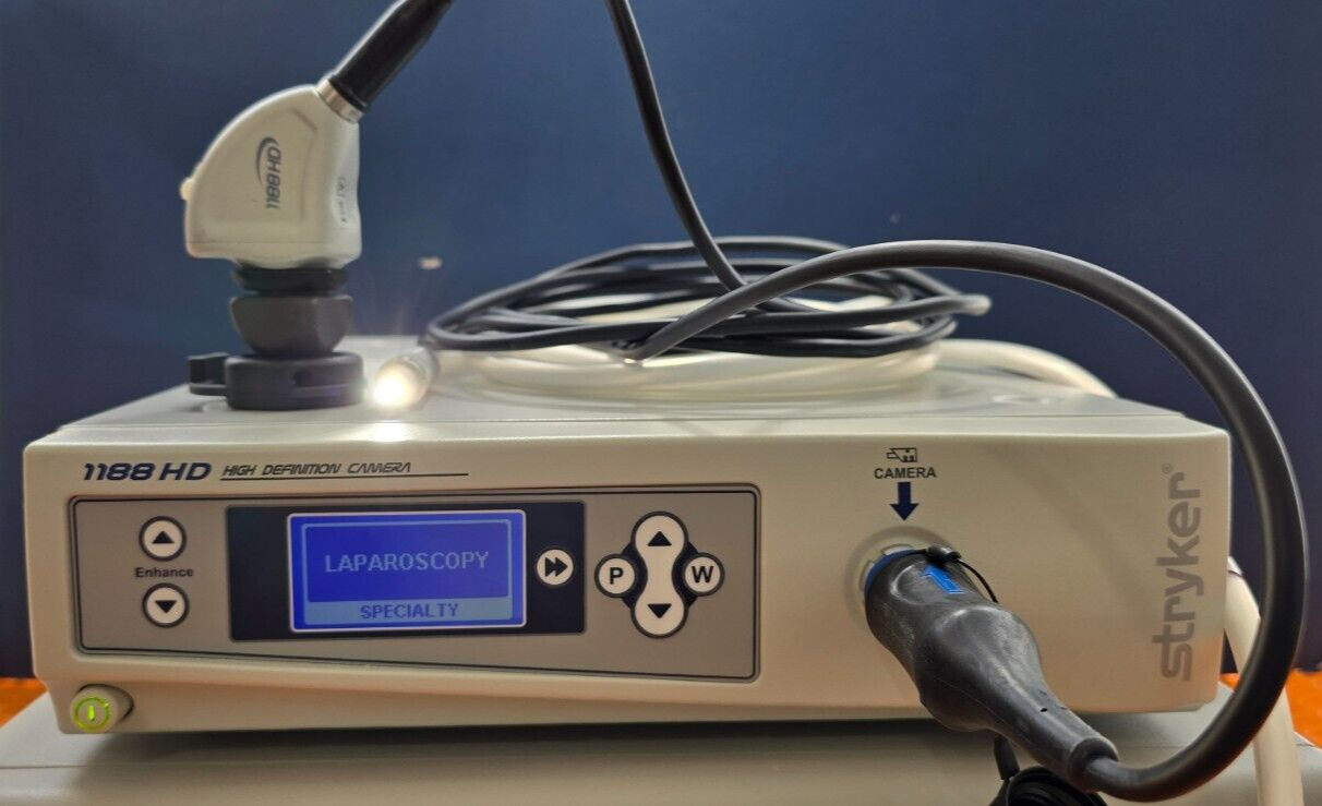 Stryker 1188 Camera Head, Controller, 6000 Light Source with Fiber Optic Cable