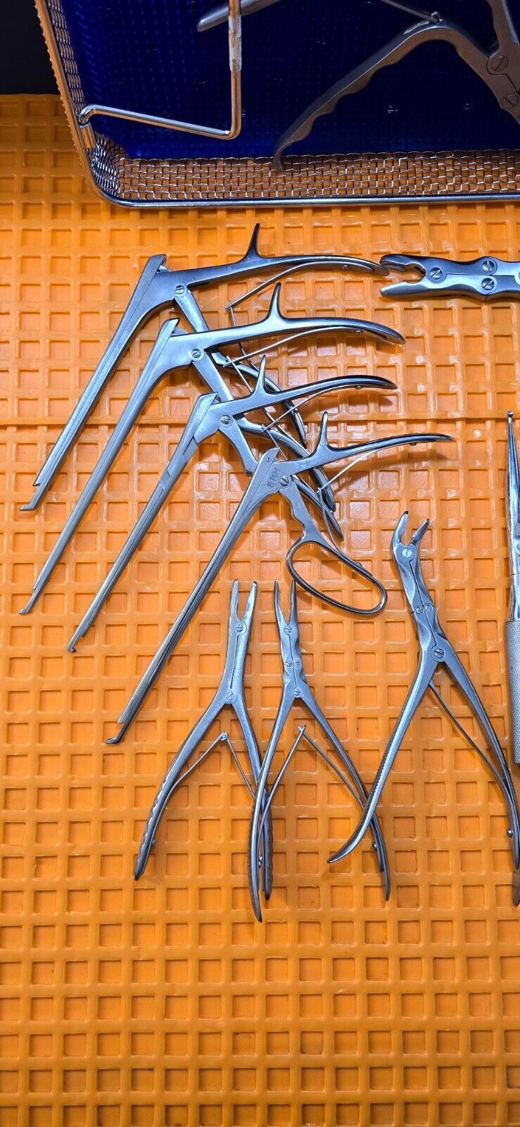 Aesculap Surgical Orthopedic Curette Set of 9 W- Kerrison Rongeurs & Case
