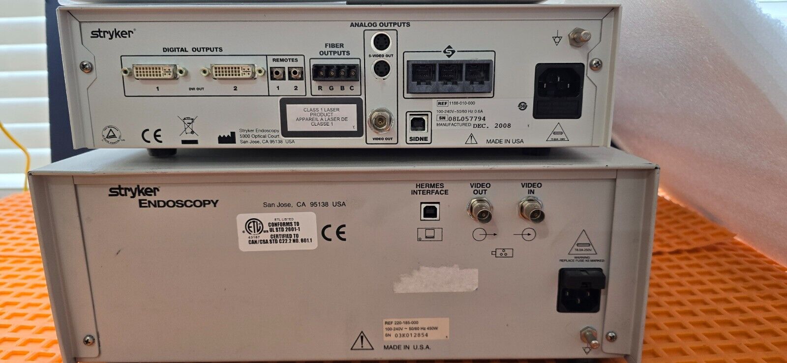 Stryker 1188 Camera Head, Controller, 6000 Light Source with Fiber Optic Cable