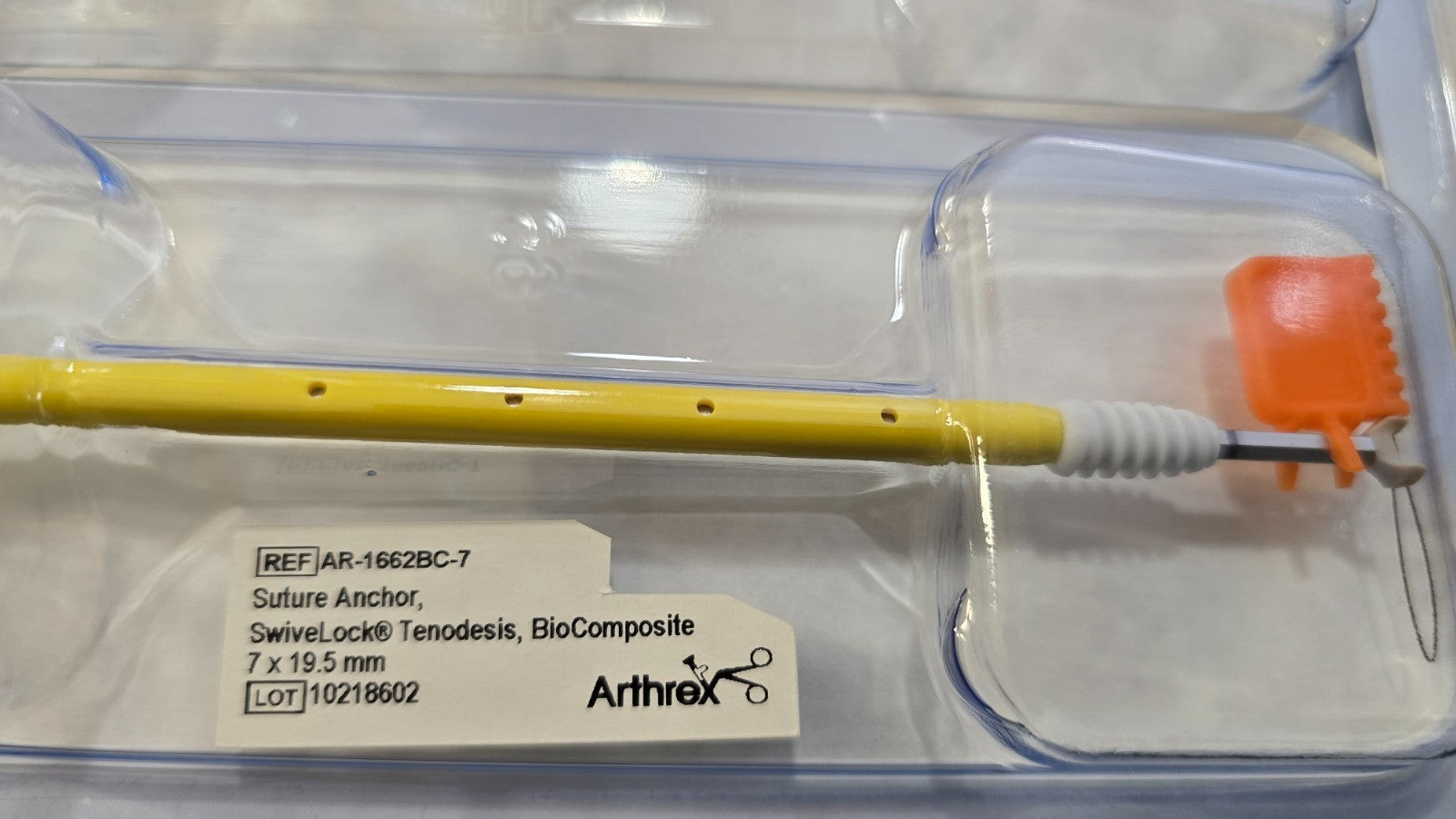 Lot of 7 Units Arthrex Orthopedic Anchor 7 x 19.5 mm , Yellow