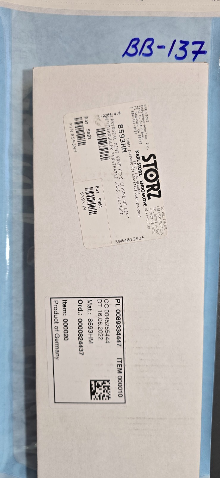 Karl Storz Surgical Laryngeal Grasping Forceps Curved 23cm
