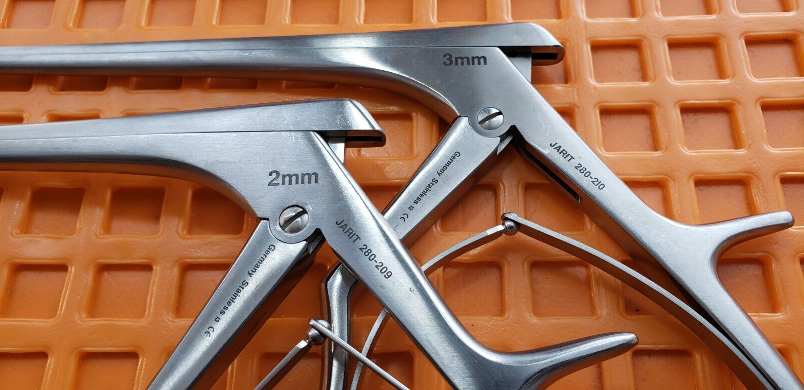 JARIT 280-209,280-210 Spurling Kerrison Rongeurs 90 Deg 2,3mm Up Bite 7" Shaft