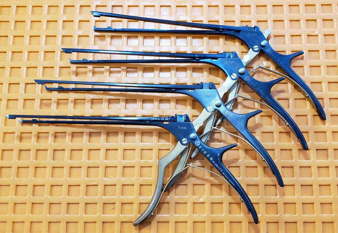 VIKON V801CTS Surgical Orthopedic Kerrison Rongeurs 1,2,3,4mm Set of 4 Black