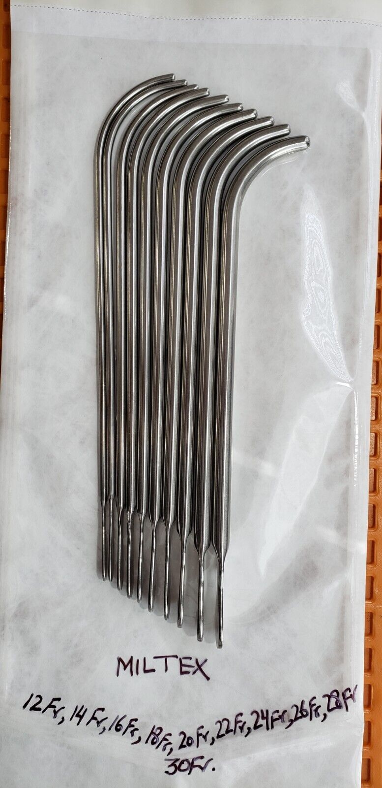 MILTEX VAN BUREN Urethral Sounds Set of 10Pcs 12Fr,14,16,18,20,22,24,26,28,30Fr