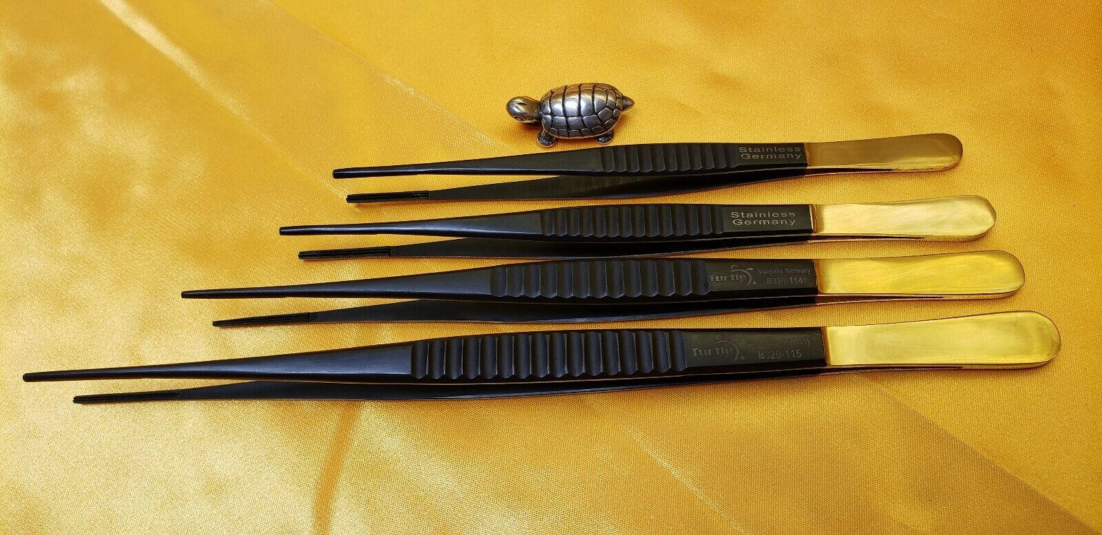 Debakey Atraumatic Vascular Tissue Forceps 6", 7",8",9.5" Black Coated Set of 4