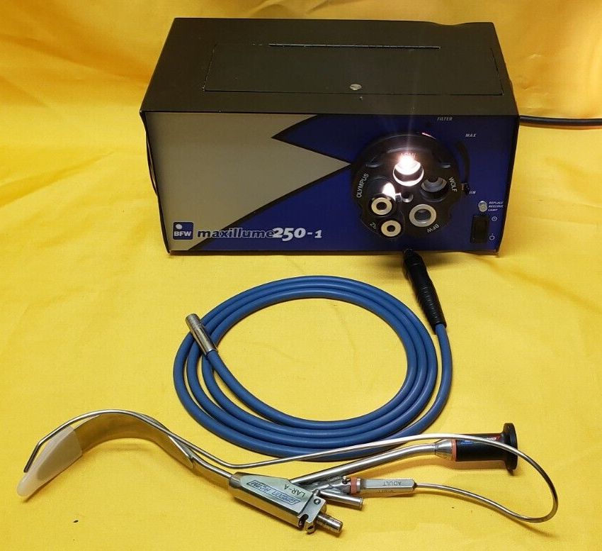 Circon Acmi  Surgical Bullard Laryngoscope Adult LAR-A ,Light Source Fiber Cable