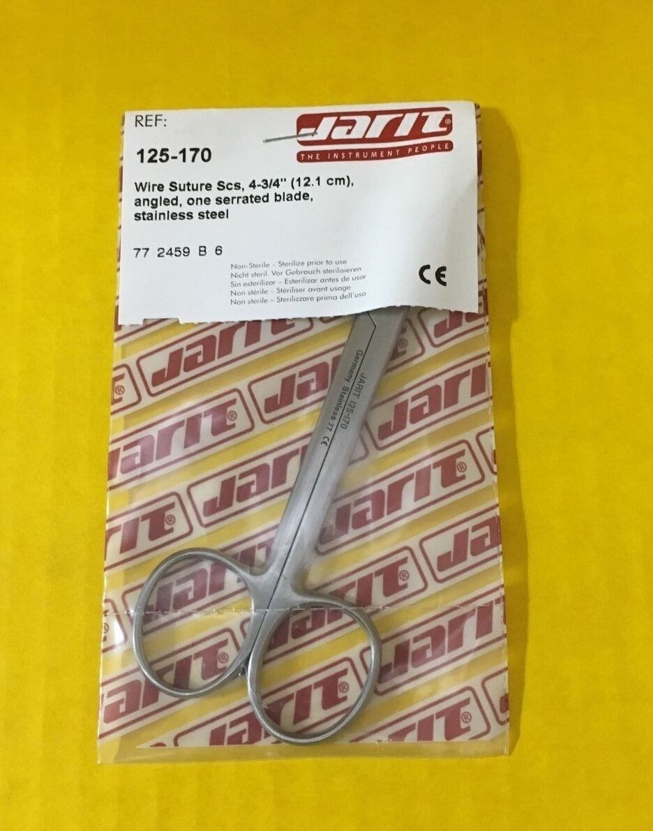 Jarit Surgical Wire Suture Scissors, 4-3/4", Angled REF: 125-170