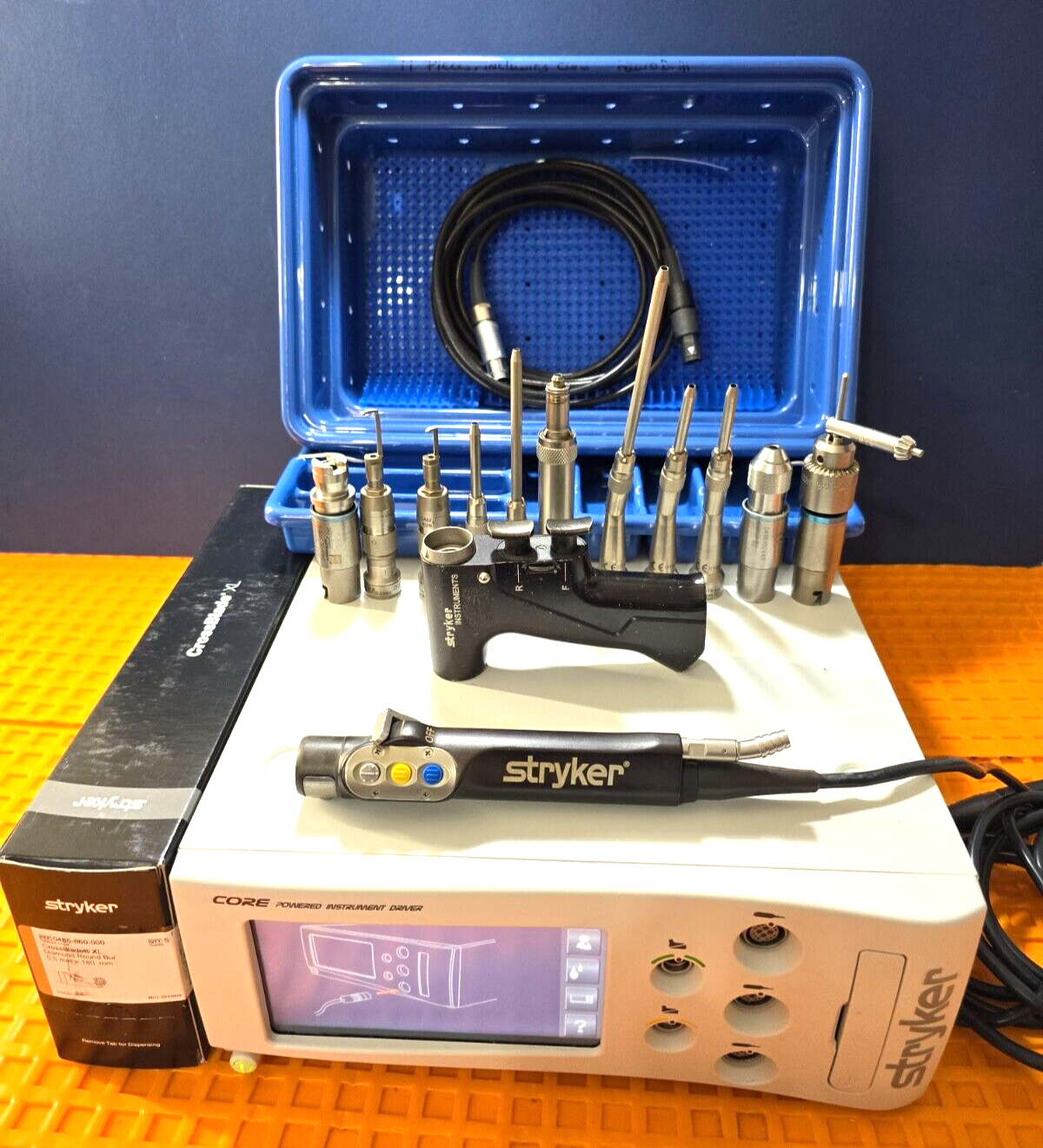 Stryker Formula Core Handpiece, CORE Powered Driver with Attachments & Tray