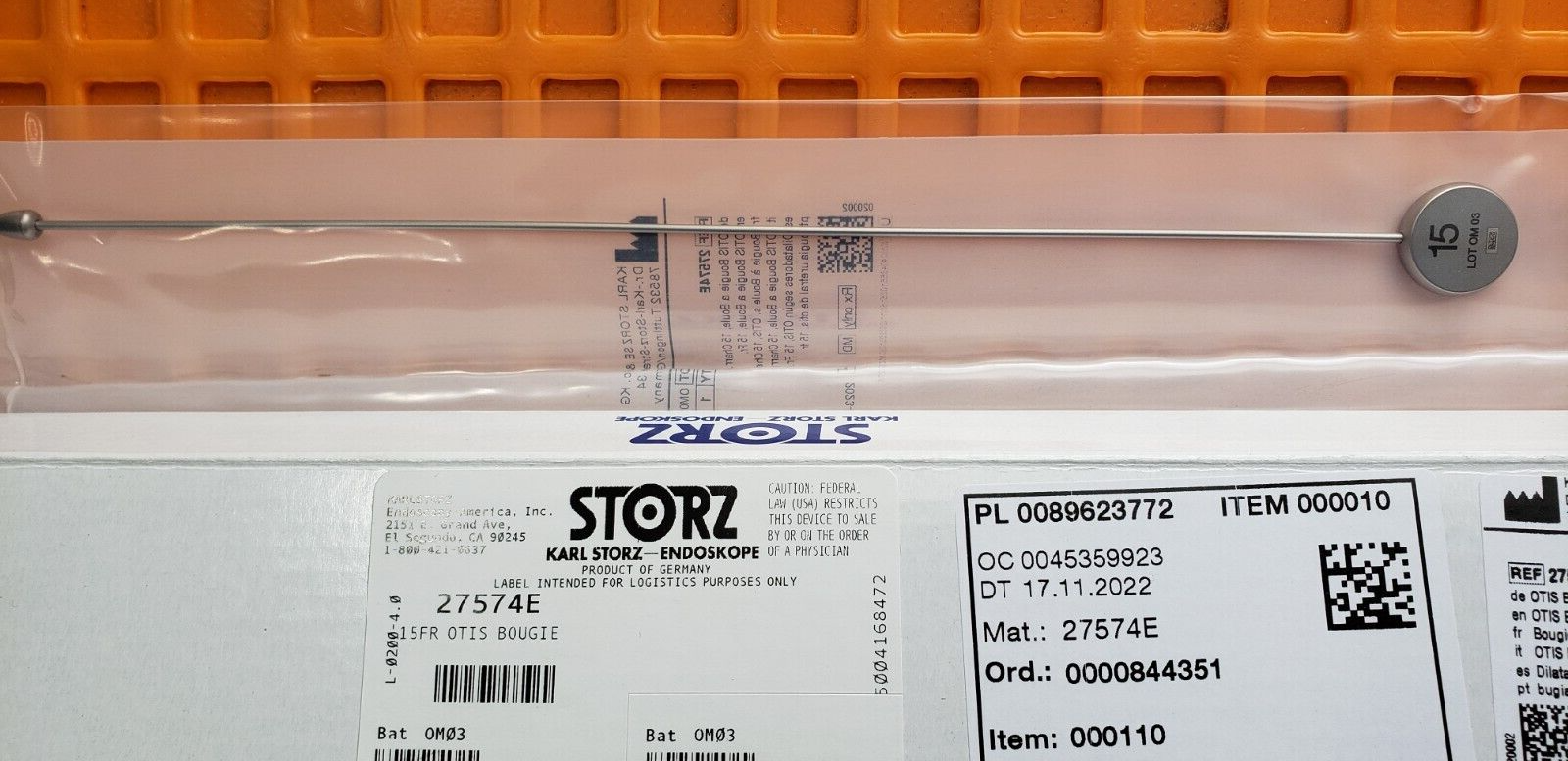 Karl Storz 27574E Surgical OTIS BOUGIE Dilator 15Fr