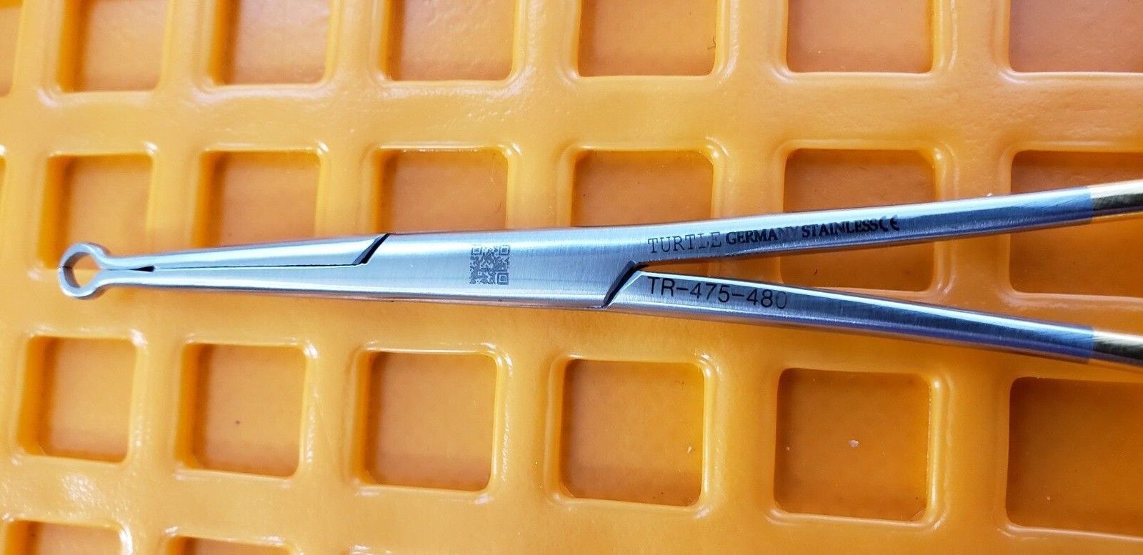TR-475-480 Surgical Vasectomy Ring Forceps 5.5" W- Gold Rings.