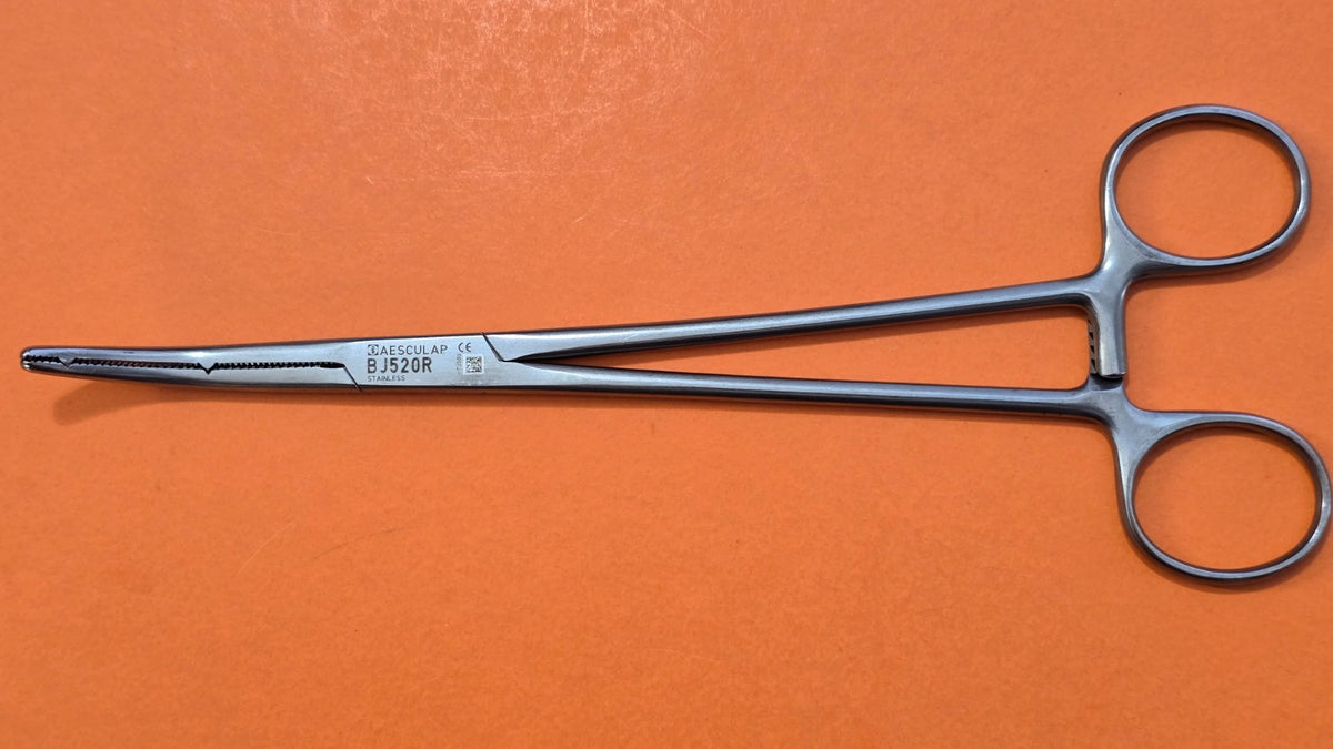 Aesculap Surgical Heaney Forceps 8 " Curved Double tooth REF: BJ520R