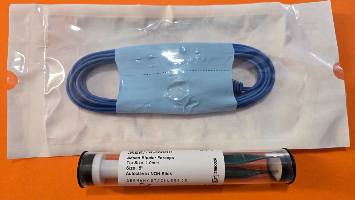 Turtle Surgical Adson Bipolar Forceps 5" GREEN Non Stick Valleylab Bipolar Cable