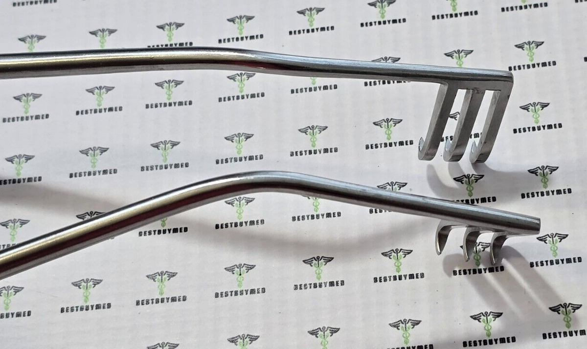 Codman 50-1362 Surgical Adson Retractor 9.5" sharp 3x3 Prongs.