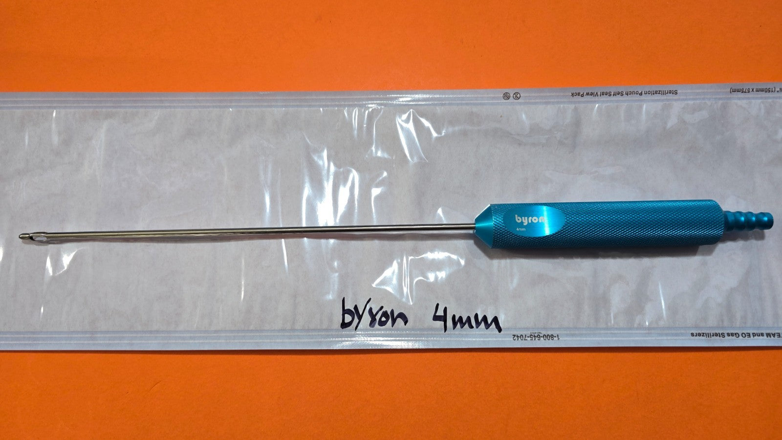 Byron Cannula 4mm x 26cm Blue Handle Plastic Surgery Instruments
