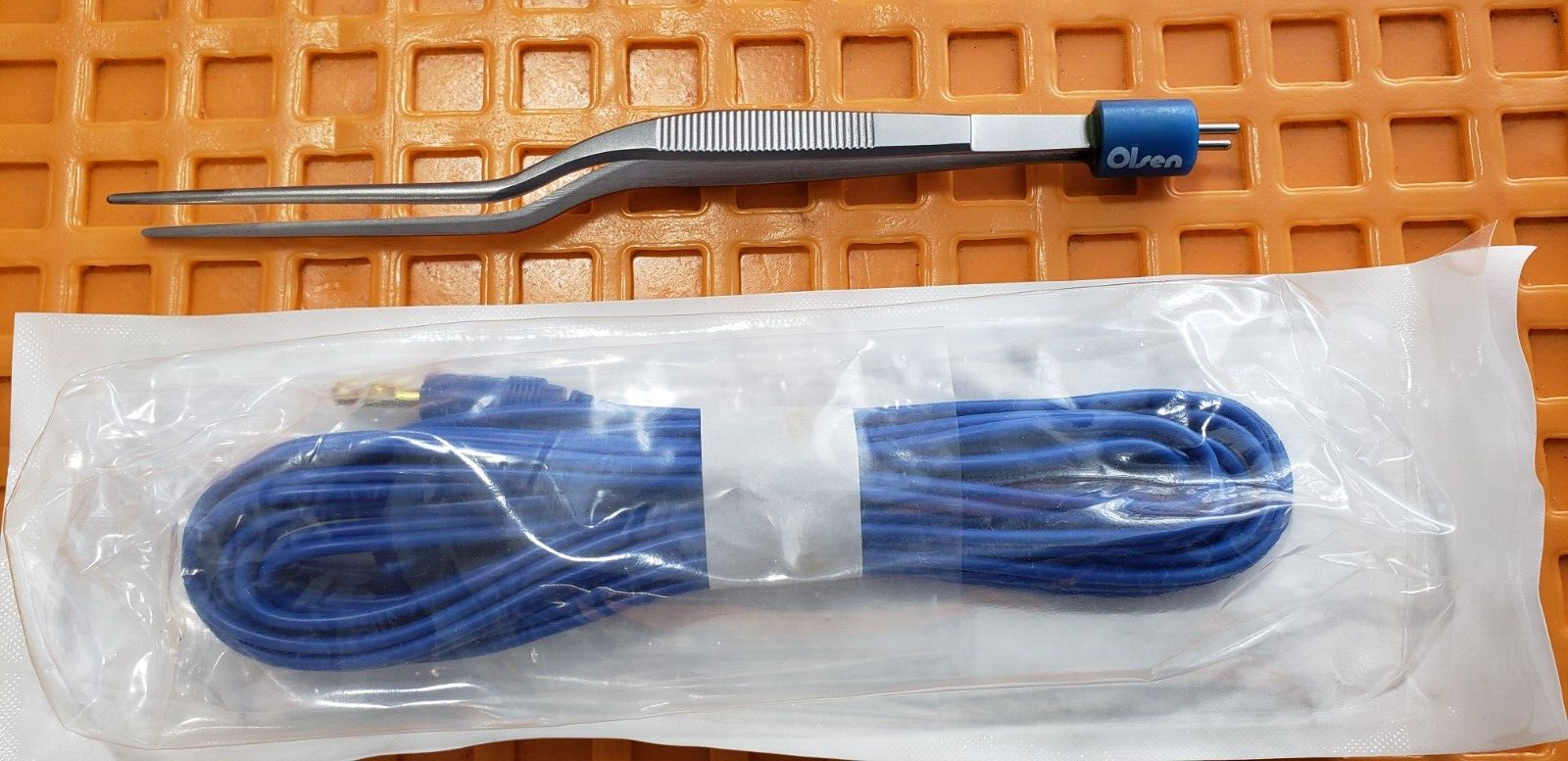 Olsen Surgical Bayonet Bipolar Forceps 7" Non Insulated & Olsen Bipolar Cord