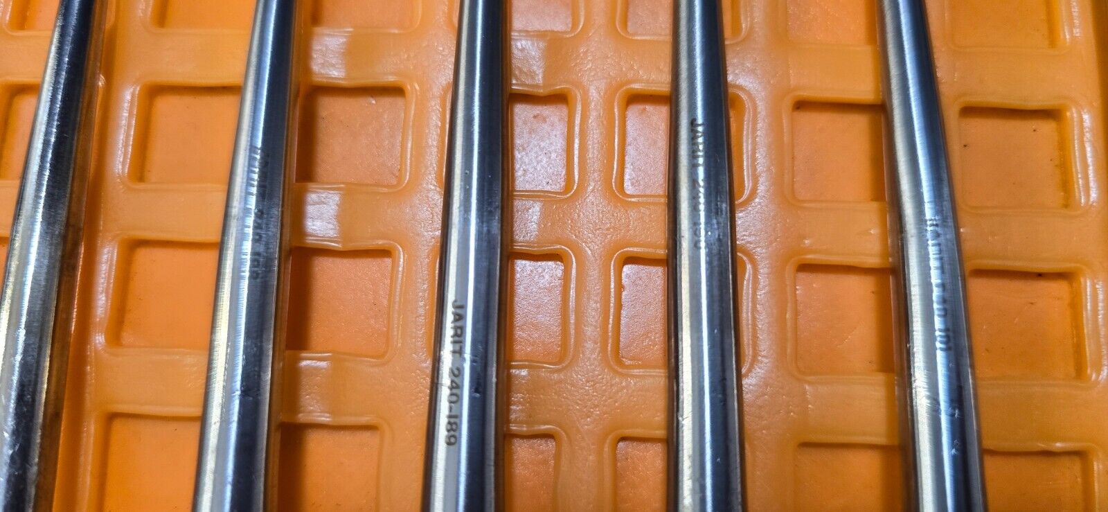 JARIT 240-085 Orthopedic Cobb Curettes Oval Cup Angled Tip Set of 9 With Rack
