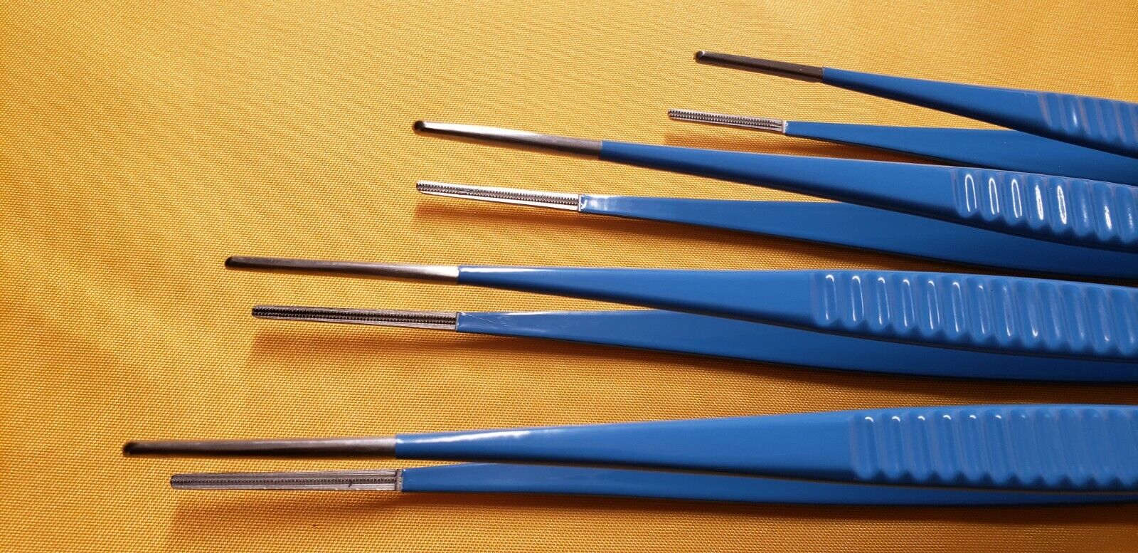 Debakey Atraumatic Vascular Tissue Forceps 6",8",9",9.5" Blue Coated Set of 4