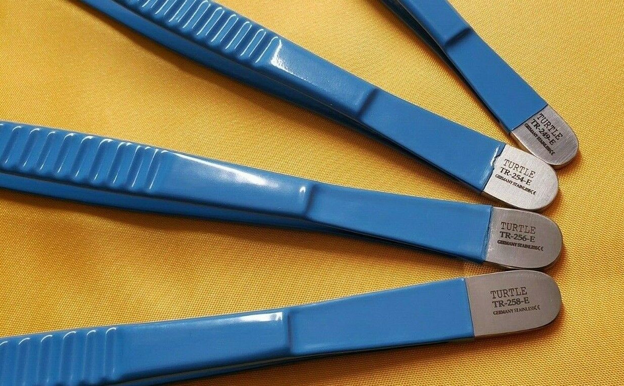 Debakey Atraumatic Vascular Tissue Forceps 6",8",9",9.5" Blue Coated Set of 4