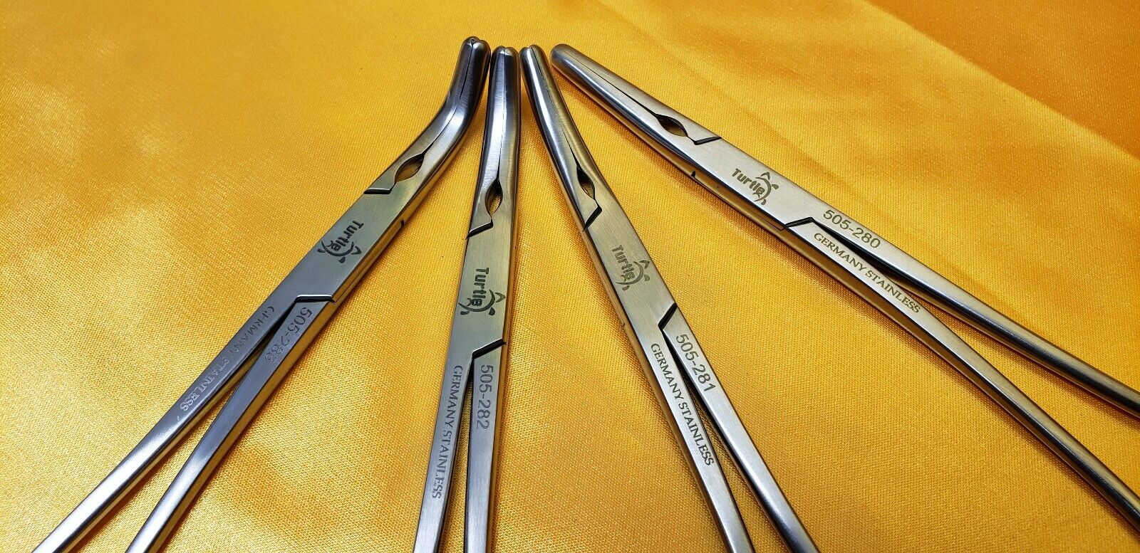 Zeppilin Hysterectomy Clamps 21 cm Set of 4,Straight,Curved,Slight &StrongCurved