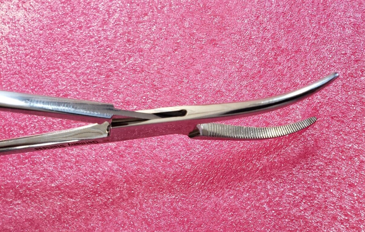 Pilling 504181 Surgical Bridge Forceps, Curved Serrated Jaws 11"