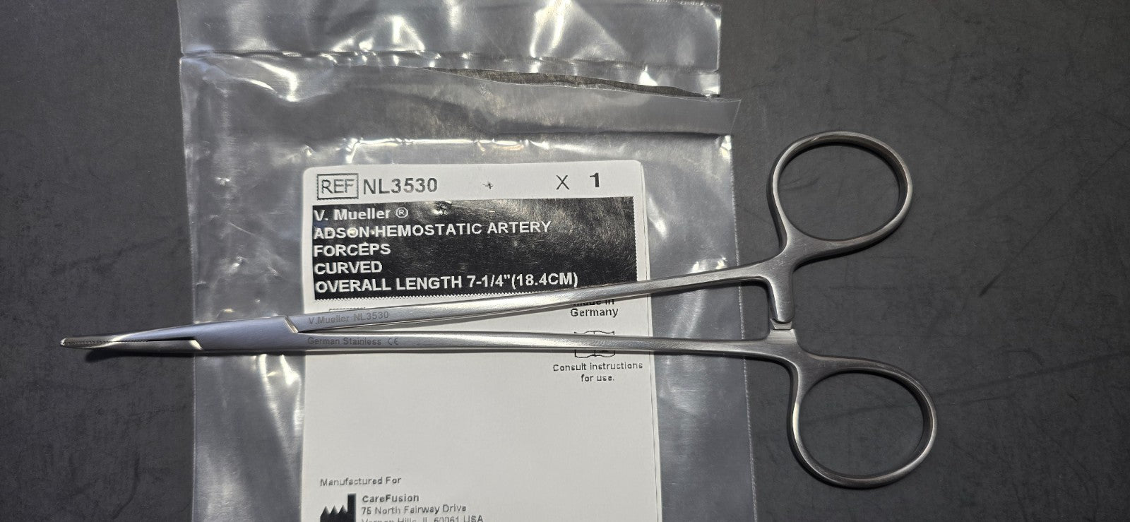V. Mueller Surgical Adson Hemostatic Forceps 7 1/4" Curved REF: NL 3530