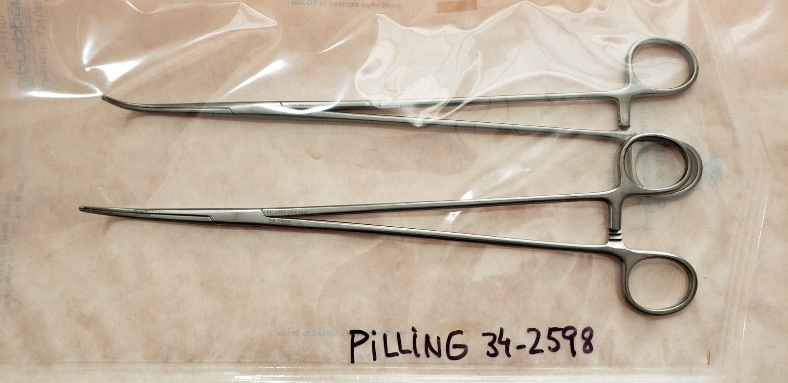 Pilling 34-2598 Surgical GEMINI Thoracic Forceps, Angled Serrated Jaws 11"