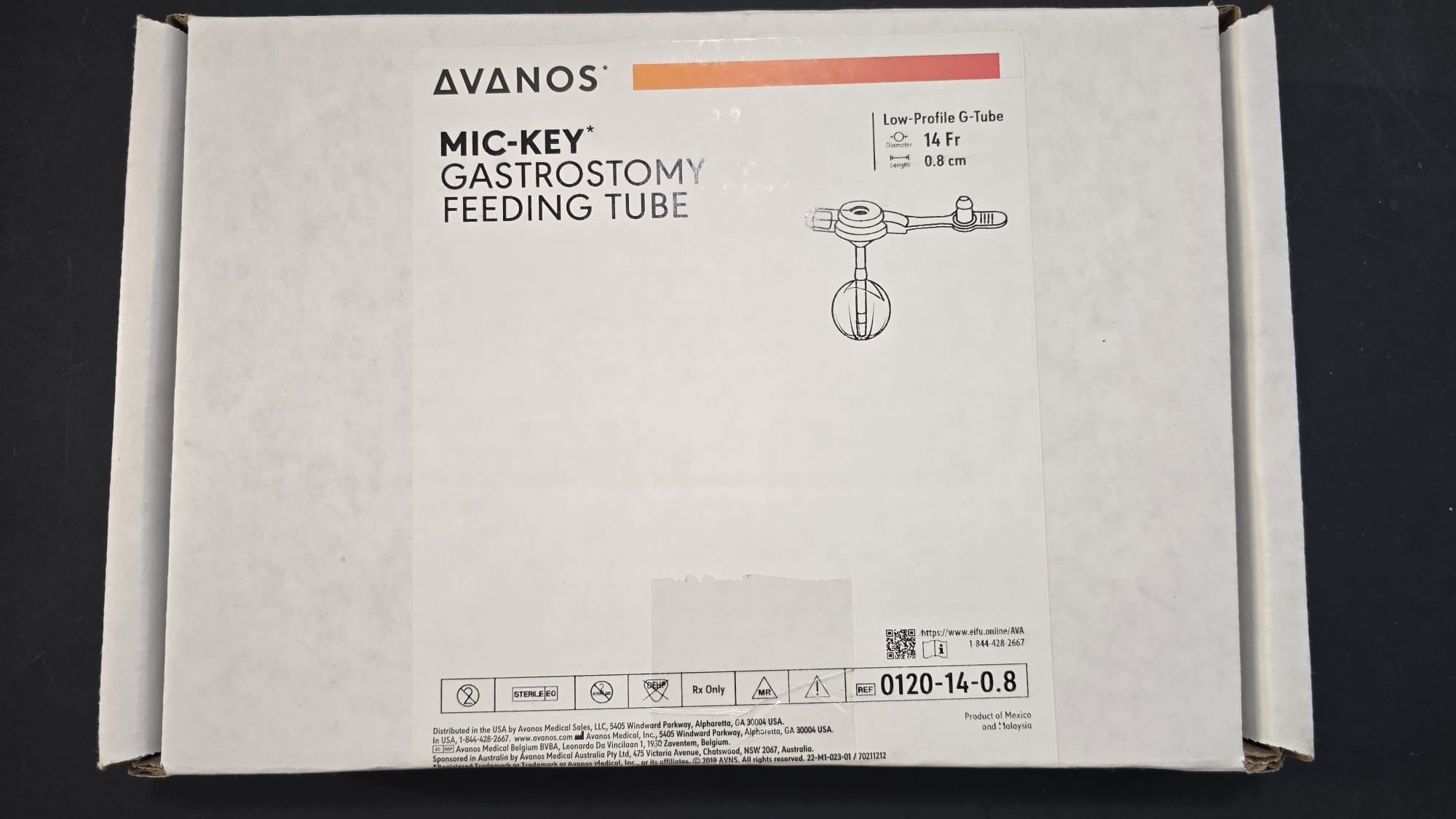 Avanos Mic-key Gastrostomy Feeding Tube REF: 0120-14-0.8