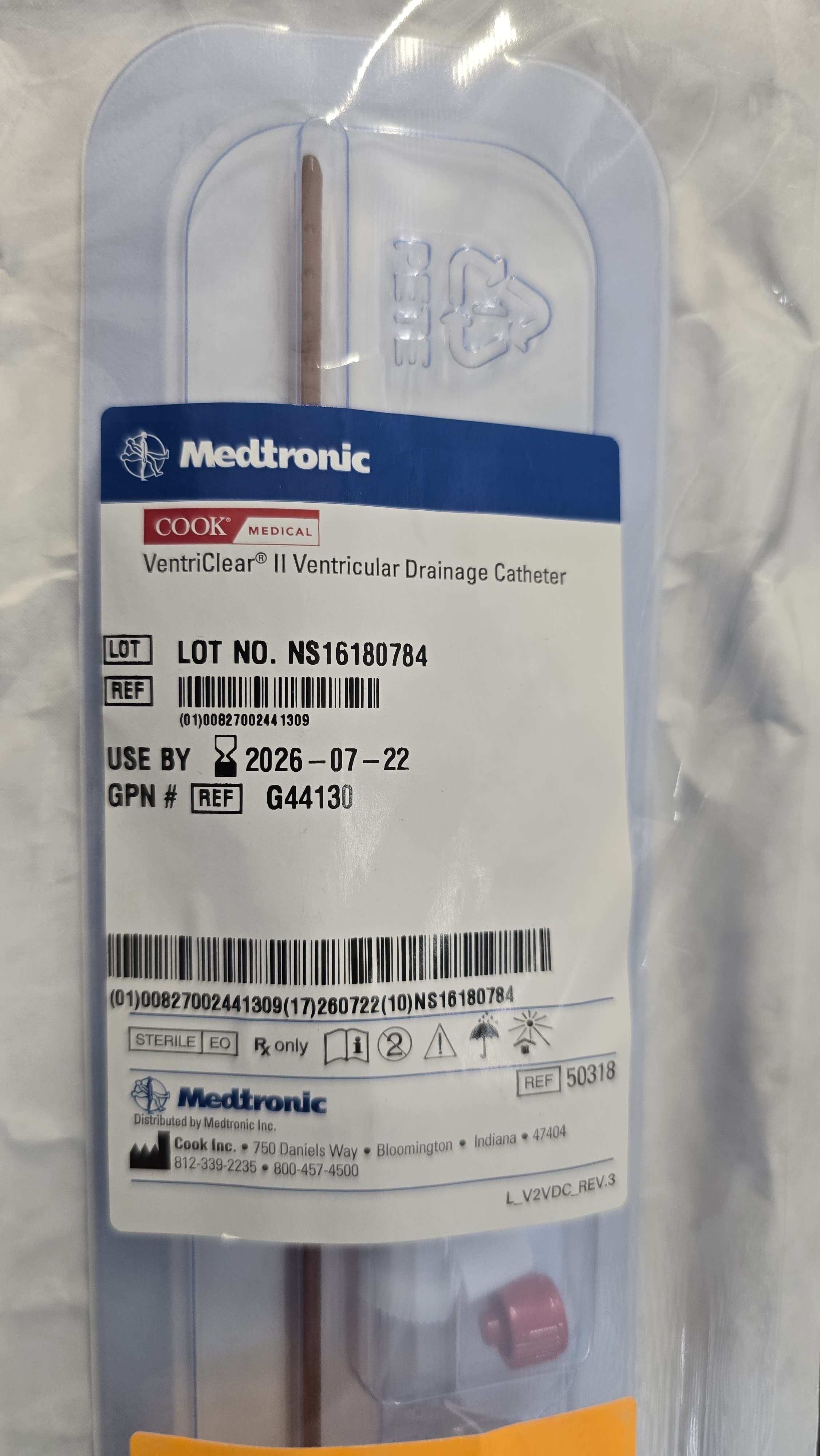 Cook Medical VentriClear II Ventricular Drainage Catheter REF: G44130