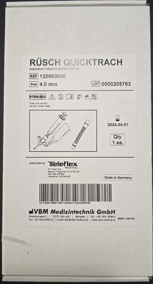 RUSCH QUICKTRACH Emergence Cricothyrotomy Device Size: 4mm REF: 12090040