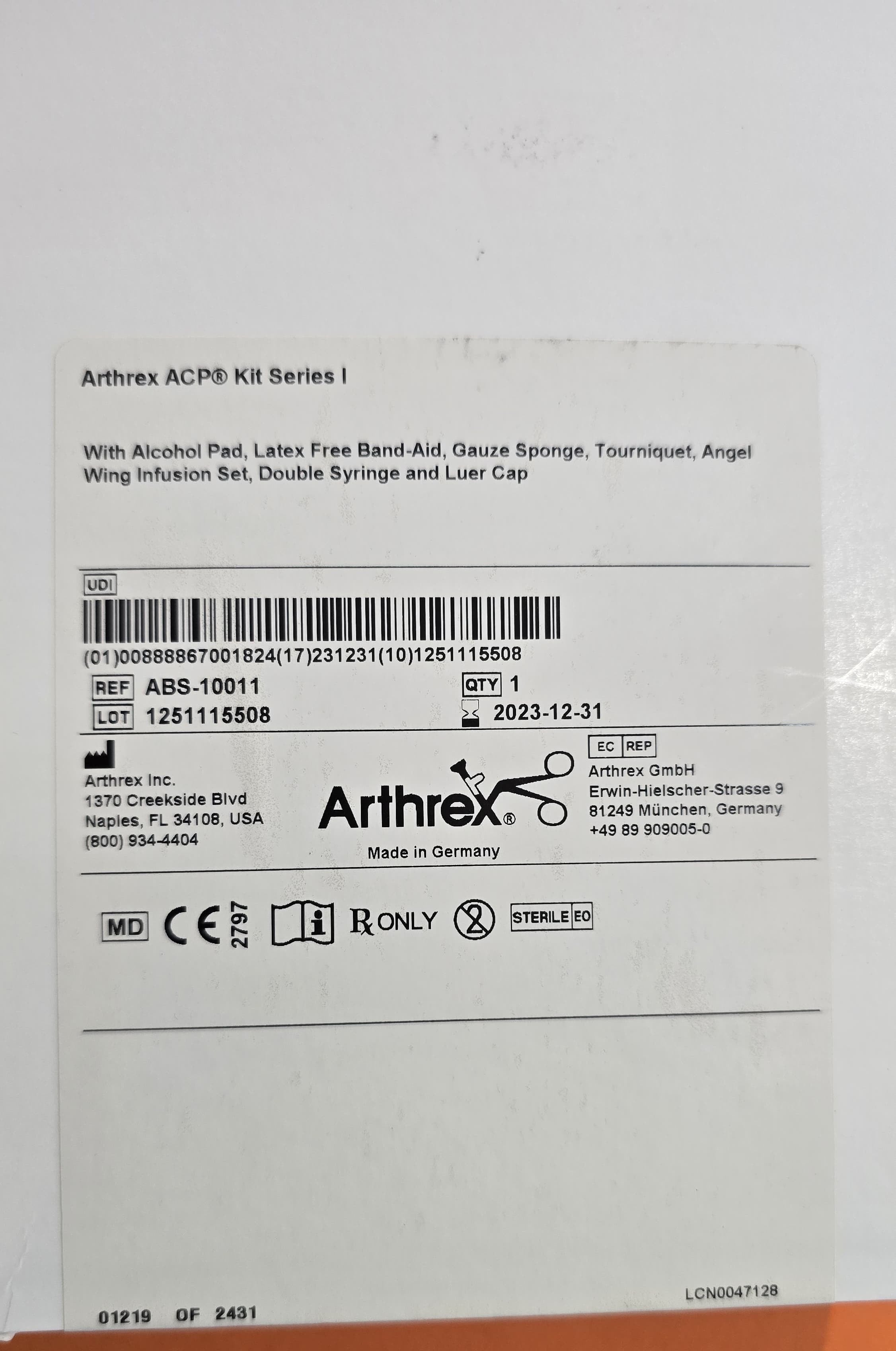 Arthrex ACP Kit Series I REF: ABS-10011