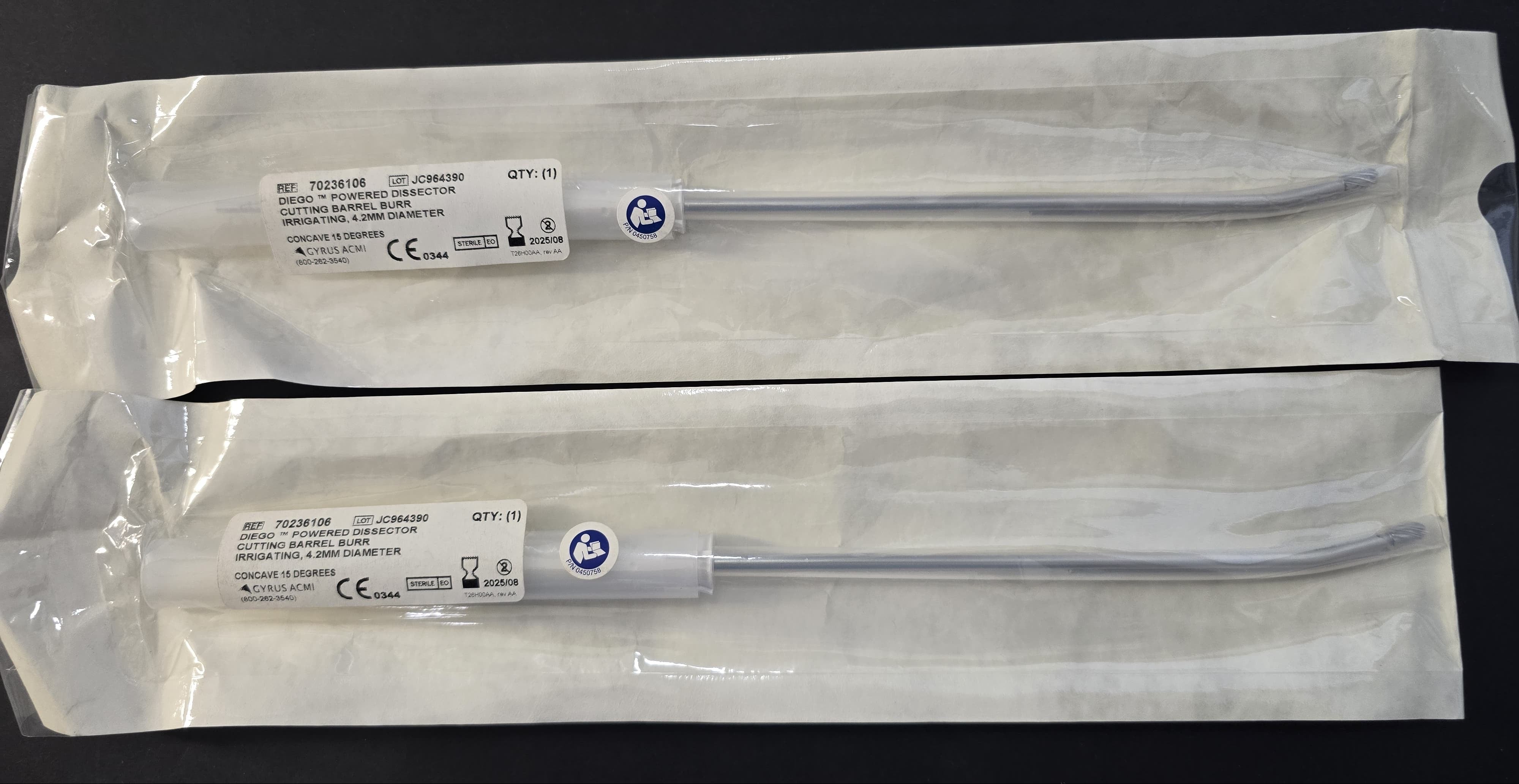 GYRUS ACMI Diego Powered Dissector Cutting Barrel Burr Irrigating, 4.2mm Diameter REF: 70236106