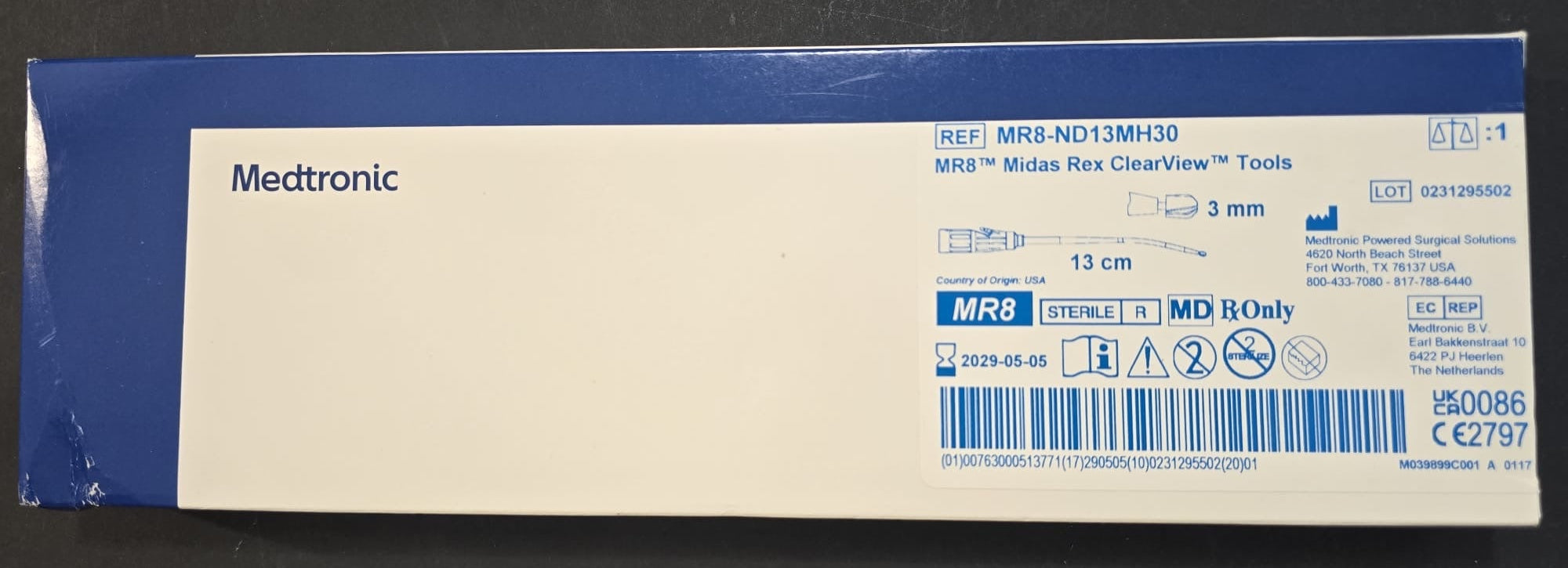 Medtronic MR8 Midas Rex ClearView Tools REF: MR8-ND13MH30 Dated: 2029
