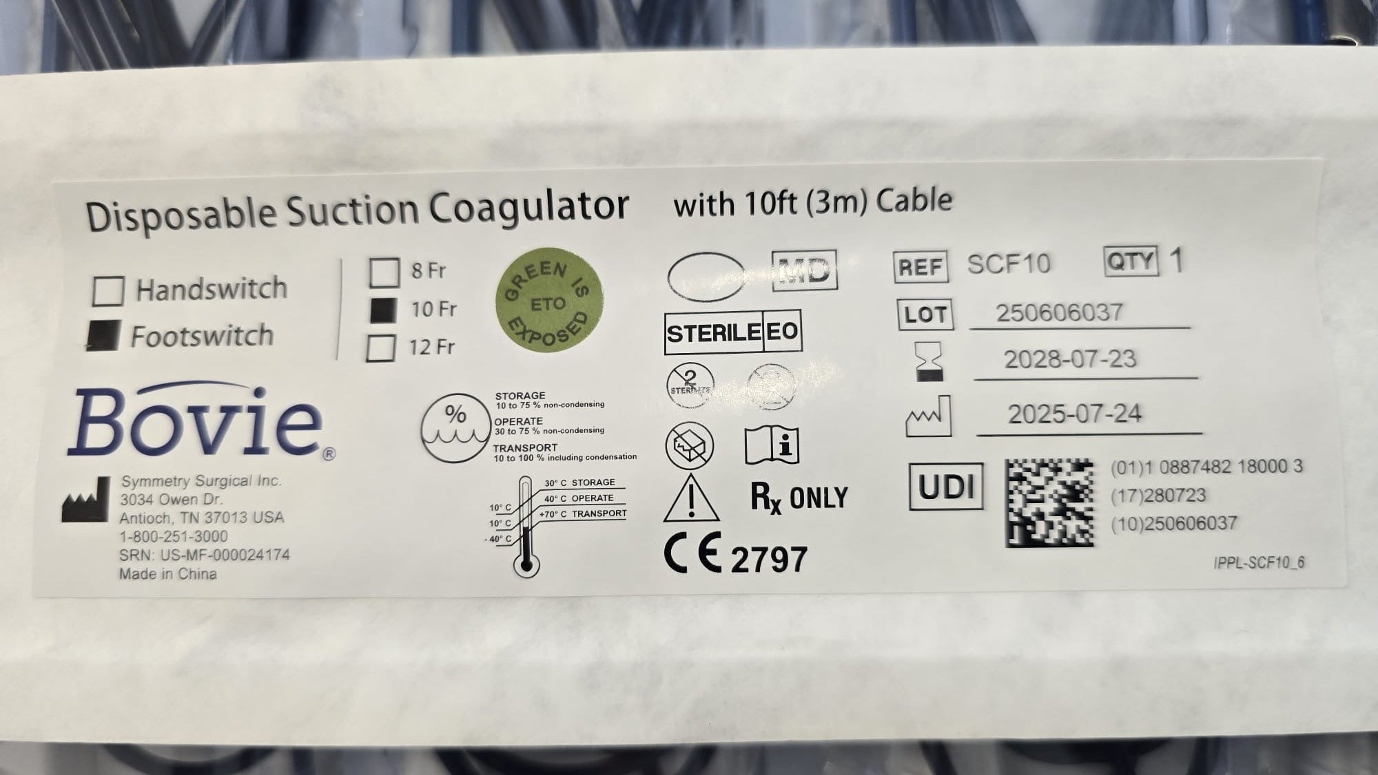 Symmetry Footswitch Disposable Suction Coagulator 10 Fr REF: SCF10 Dated: 2028