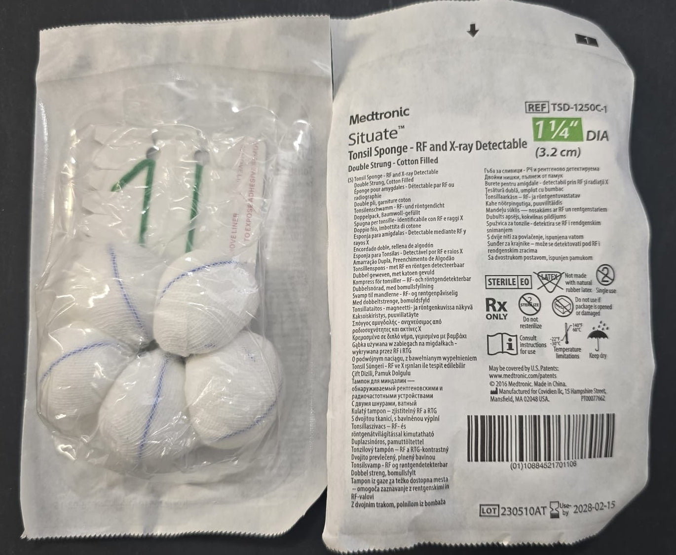 Medtronic Tonsil Sponge 1 1/4 REF: TSD-1250C-1 Dated: 2028