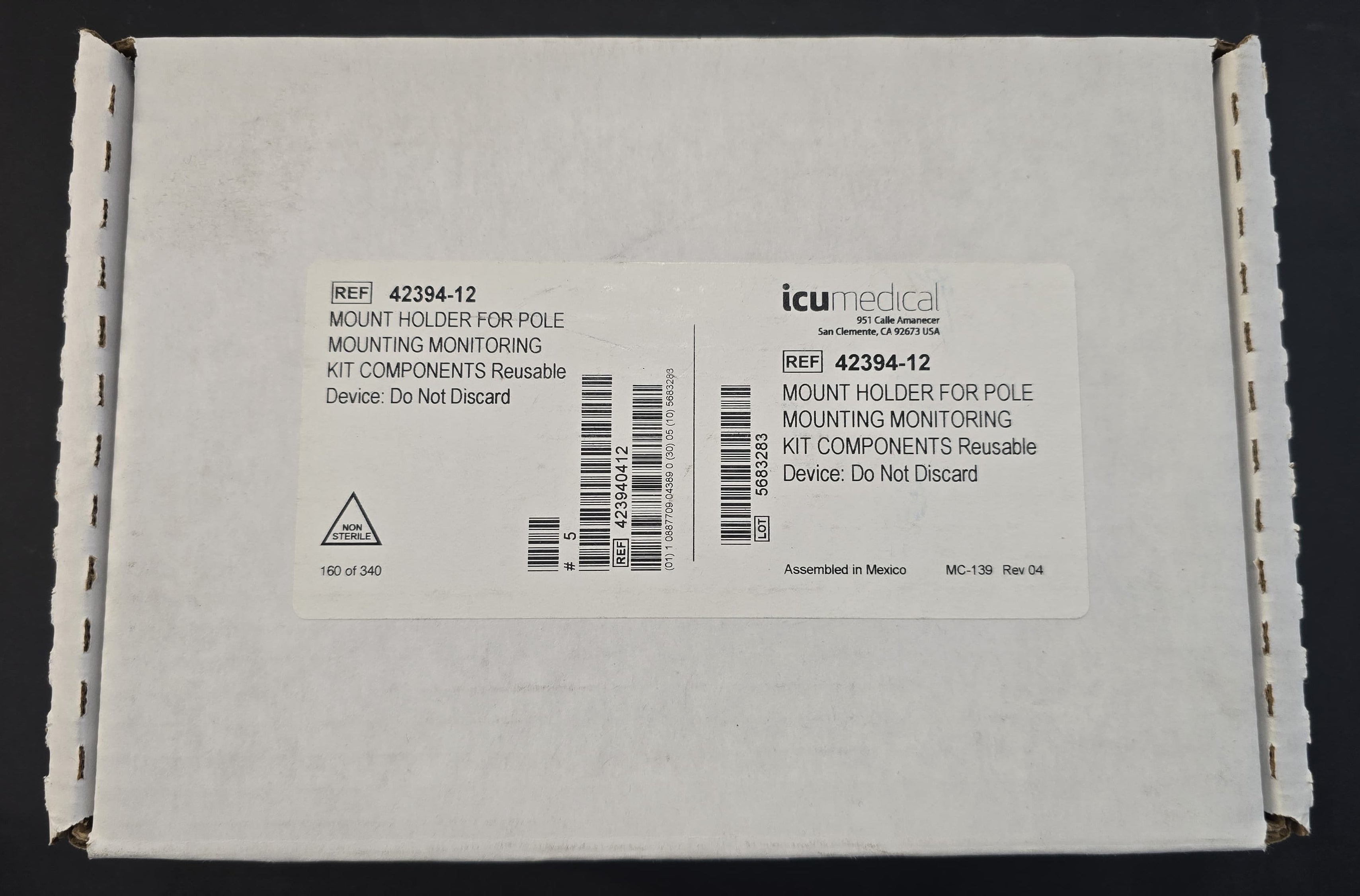 Icu medical Mount Holder for Pole Mounting Monitoring Kit Components REF: 42394-12