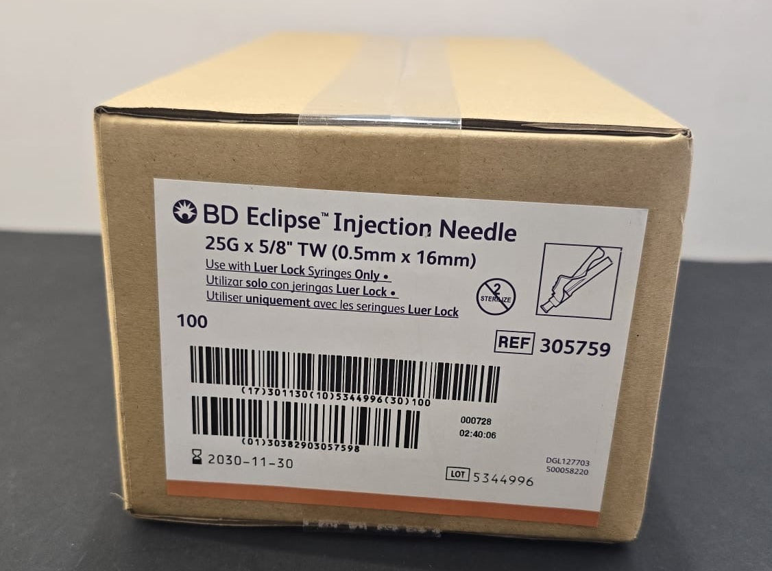 BD Eclipse Injection Needle 24G x 5/8 TW REF: 305759 Dated: 2030