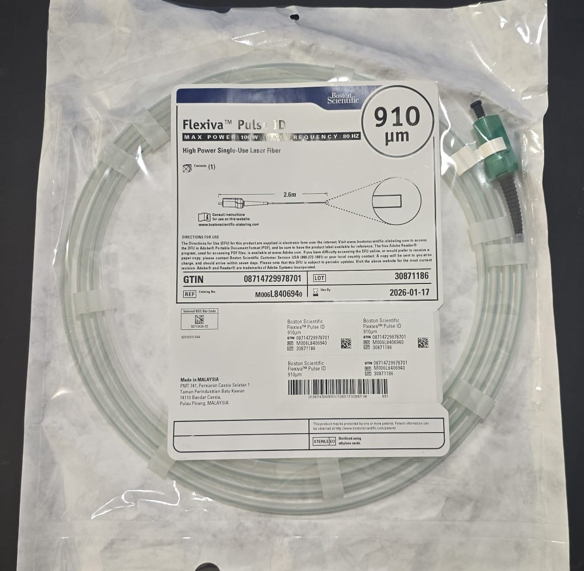 Boston Scientific Flexiva Pulse ID High Power Single-Use Laser Fiber REF: M006L8406940